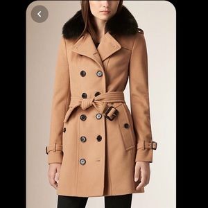 Burberry Sandringham wool/cashmere fur collar coat
